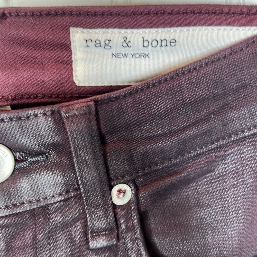 Rag & Bone Nina High Rise Skinny in Coated Plum Size 24 NWT - Picture 5 of 16